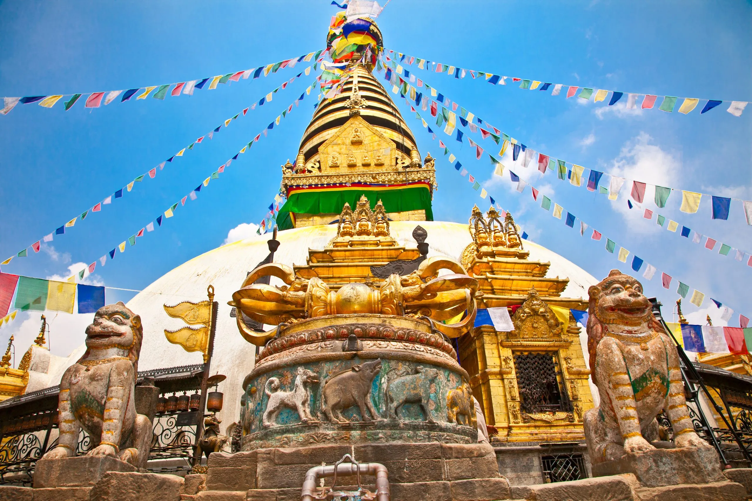 Stupa in Swayambhunath  Monkey temple ,  Kathmandu, Nepal.